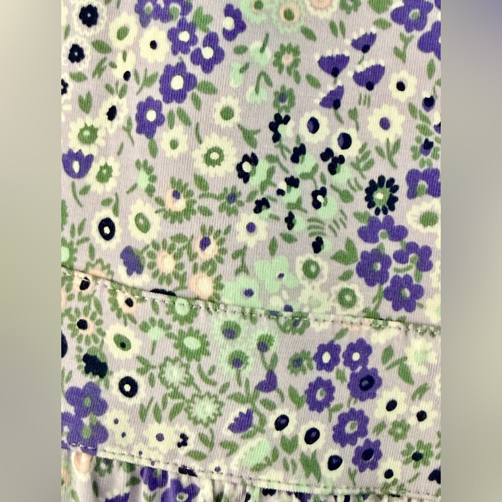 Lands' End~Purple Floral~Scoop Neck~Short Sleeve~Pockets~Fit Flare Dress~L/Tall - Picture 5 of 12